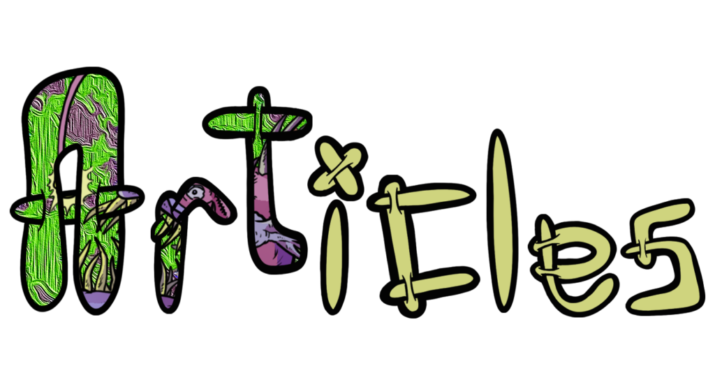 "Articles" in custom font.